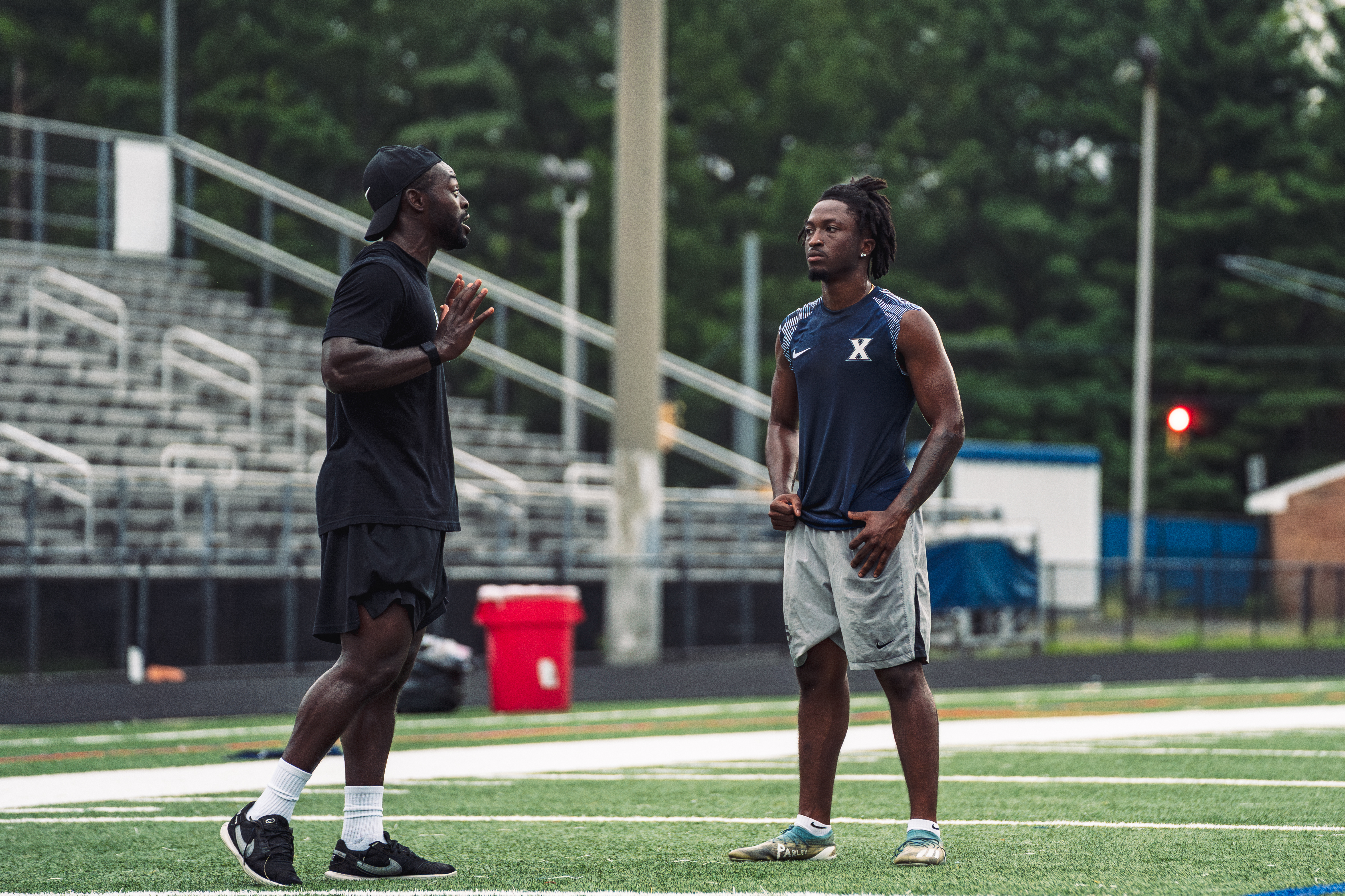 Football training session with young athletes